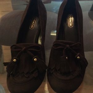 Coach brown suede wedge Sz 6.5. New with No box.
